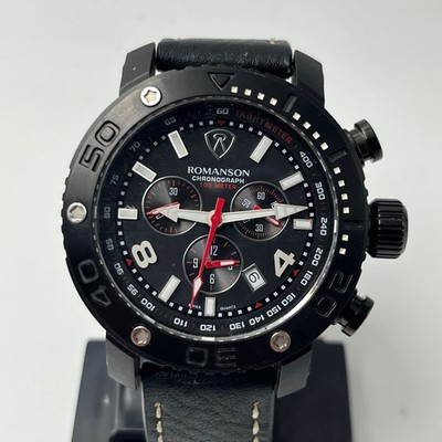 Romanson AL1236HM Men s Swiss Made Quartz Chronograph Sapphire Black Dial Box