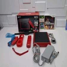 Nintendo Wii Mini Video Game Console RVL-201 Red With Transformers And Wii Play