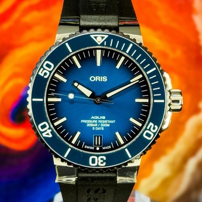 Oris Aquis Blue Dial Full Set Very Good Condition 10 Year Warranty