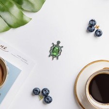 Cute Cartoon Turtle Brooch Zinc Alloy Rhinestone Animal Pin for Women Fashion