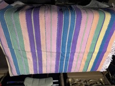 Vibrant Vtg Saltillo Serape Striped Blanket Rug Wool Hand Woven Mexican 96x51