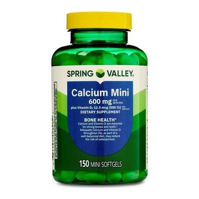 Calcium Supplement with Vitamin D3-600mg Calcium for Bone Health, 150 Mini Soft