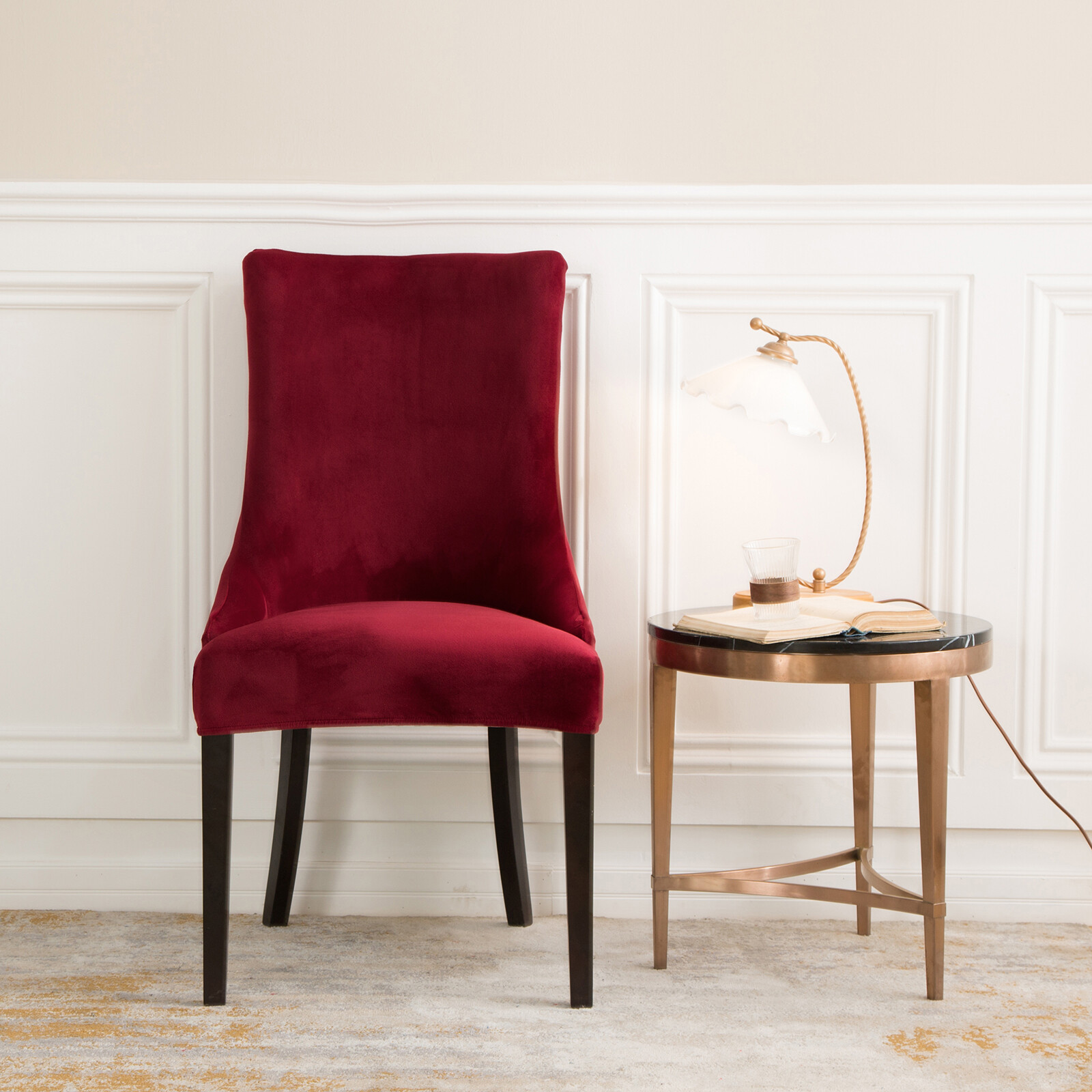 Velvet Soft Wingback Chair Covers Banquet Party Stretch Dining Seat