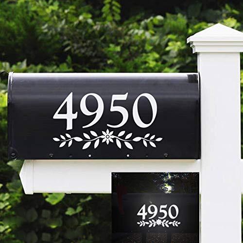 Uxcell Reflective Mailbox Numbers - 2 Inch Silver Vinyl House Numbers With Leaf Designs