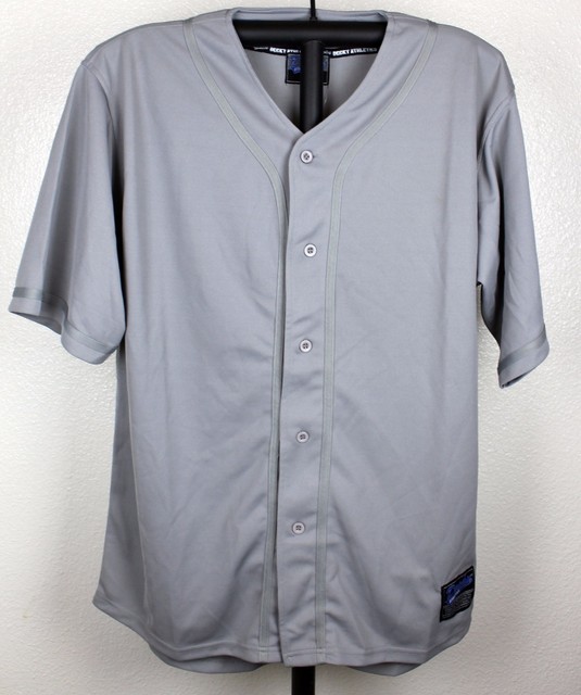 Gray Plain Baseball Jersey by Decky Athletics Polyester Button Up NEW L