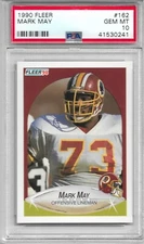 1990 FLEER #162 MARK MAY PSA 10 GEM MINT POP 1 WASHINGTON REDSKINS