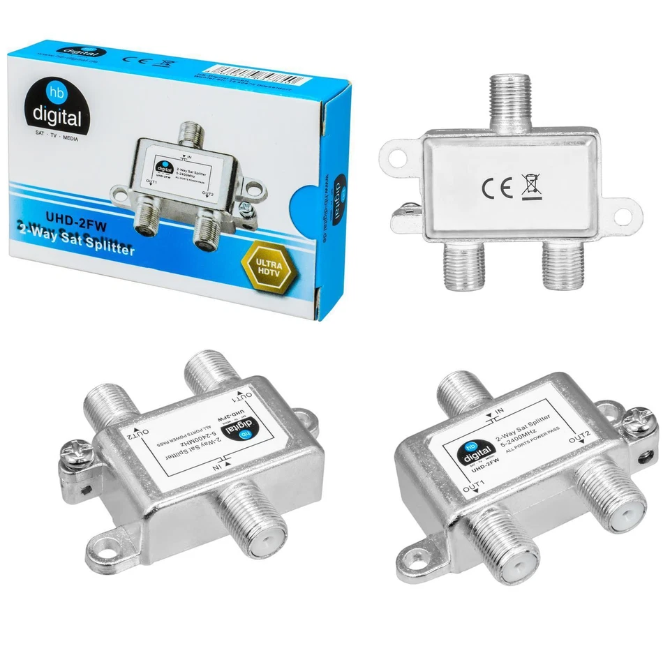 Verteiler Splitter SAT 5-2400MHz HD Erdungsklemme DVB-T2 tauglich 2 3 4 6 8 Fach - Bild 2 von 4