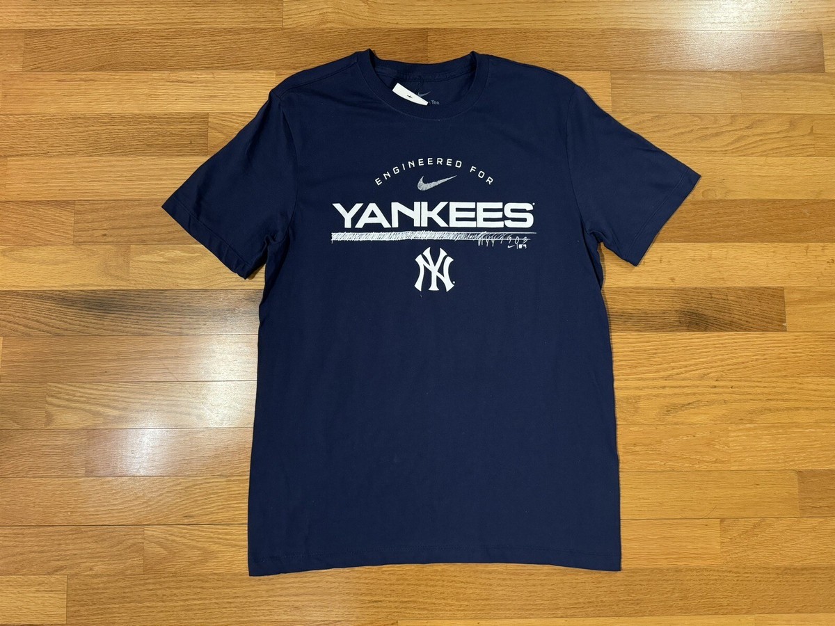New M Nike New York Yankees 1903 Scribble Logo Team Shirt Navy
