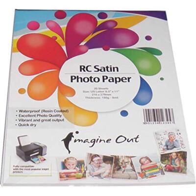 ImagineOut Resin Coated Luster Photo Paper Waterproof - 25 Sheets / 8.5x11 inch