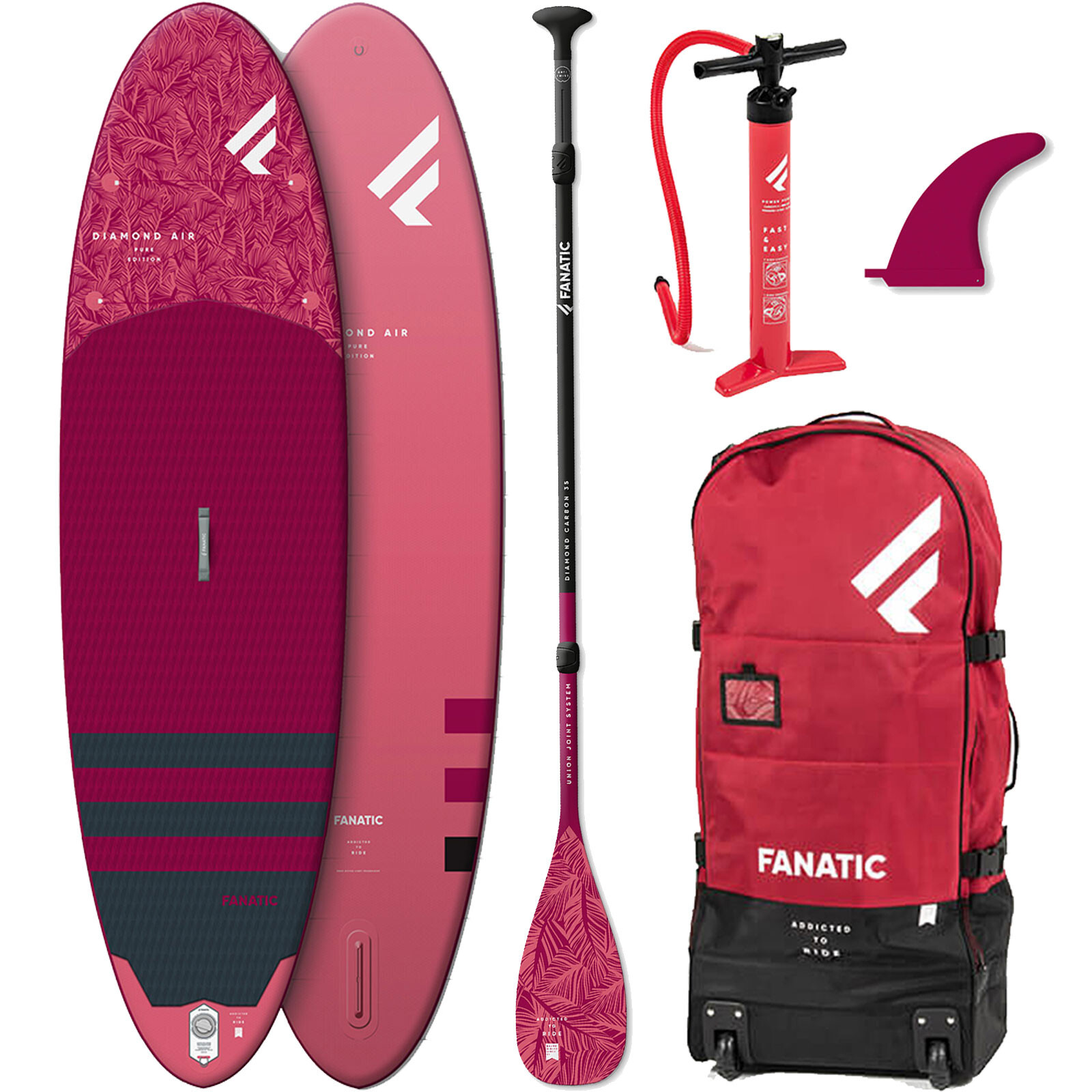 Fanatic Diamond Air 10'4'' SUP Set Mujer Inflable Stand Up Paddle Board Rosa