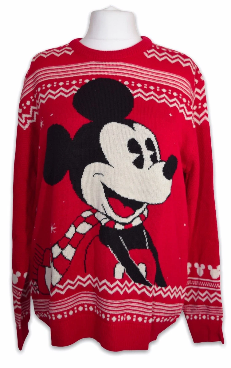 Next Mens Disney Mickey Mouse Red Xmas Christmas Jumper | eBay