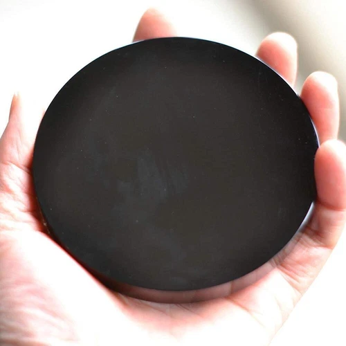 Natural Black Obsidian Scrying Mirror Heal Crystals Stone Round Plate With - Bild 5 von 11