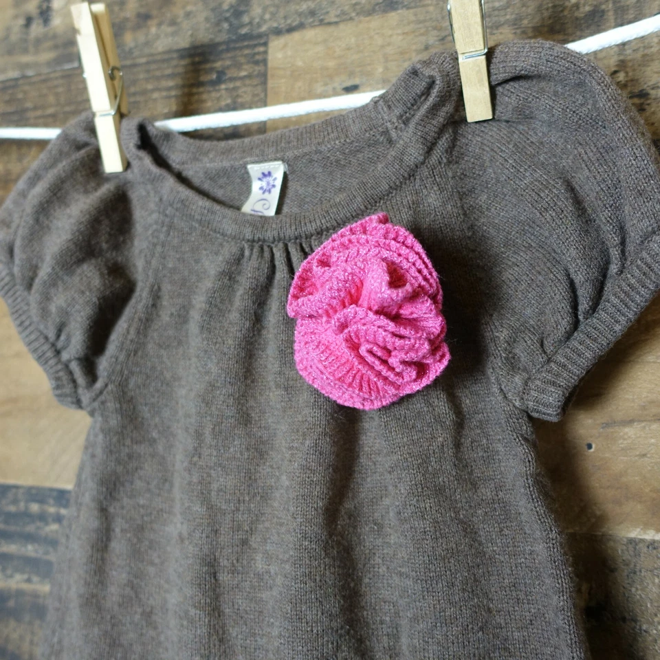 Vestido suéter 24 meses - marrón con flor rosa de Cherokee Foto 3 de 4