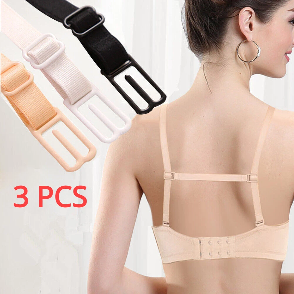 3 PCS Women Nonslip Elastic Adjustable Band Bra Strap Holder Strap Back Clip