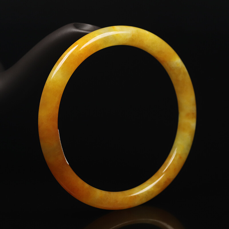 59mm Yellow Brown Jadeite Jade Bangle Bracelet Chinese Jade