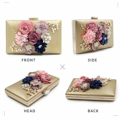 CLUTCH POUCH BAG PURSE WOMEN GIRLS LADIES PARTY WEAR BRIDAL - Picture 3 of 4