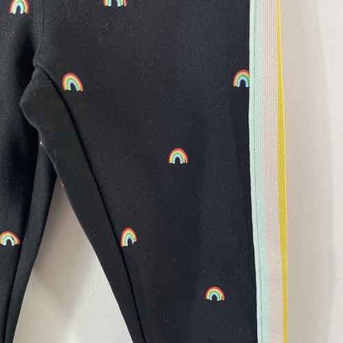 Spiritual Gangster Kids Girls Black Leggings Size 6 Rainbow Stripes Casual NEW - Picture 2 of 5