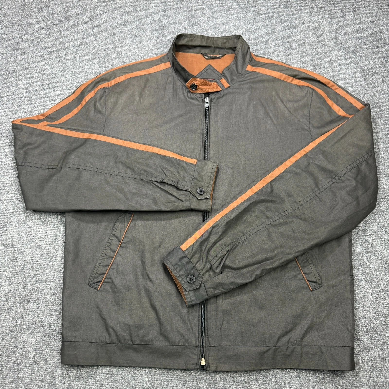 Vintage Members Only Jacket Mens 42 Brown Moto Lined Full Zip Made in Hong Kong