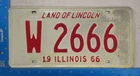 Illinois License Plate 1966 66 Il Tag Land of Lincoln #W 2666 666 Devil Satan