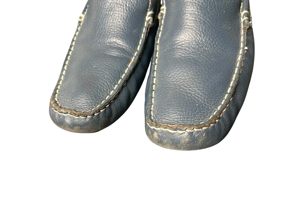 Zapatos Mocasines Bacco Bucci Devers Hombres Talla 9 Informales Sin Cordones Cuero Azul Brasil Foto 4 de 4