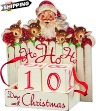 Primitives by Kathy Vintage Christmas Wood Countdown Box, Ho Red White 
