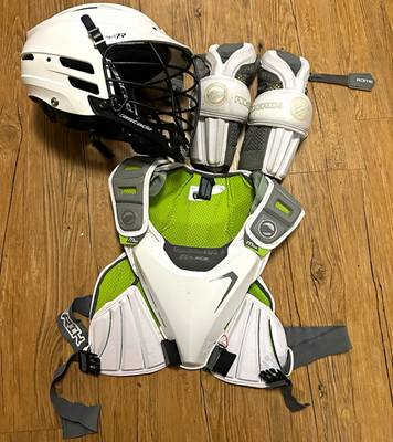Cascade CPV-R Lacrosse Full Face Helmet, Maverick MaxAx Suede chest, Rome elbow