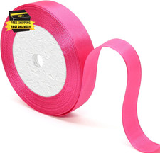 Hot Pink Satin Ribbon - 5/8 Inch X 25 Yards, Wedding Bouquet Ribbon, Silky Polye