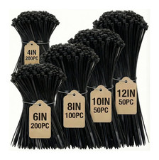 Zip Ties Assorted Sizes 4 6 8 10 12-Inch, 600Pcs Multi-Purpose Nylon Cable Ties