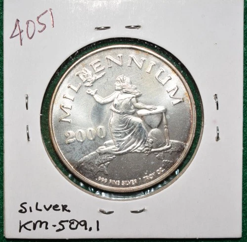 2000 Liberia 20 Dollars-Millenium-.999 1OZ Silver-BU-#4051