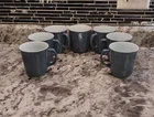 Country Blue Pyrex Corning Ware Milk Glass Coffee Mugs Cups Set of 7 Vintage