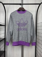 Adidas Vintage 90s Big Logo grey purple sweatshirt jumper