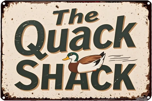 Vintage Duck Coop Sign "Quack Shack" - 12X8 Inch Rustic Metal Tin Plaque for Far