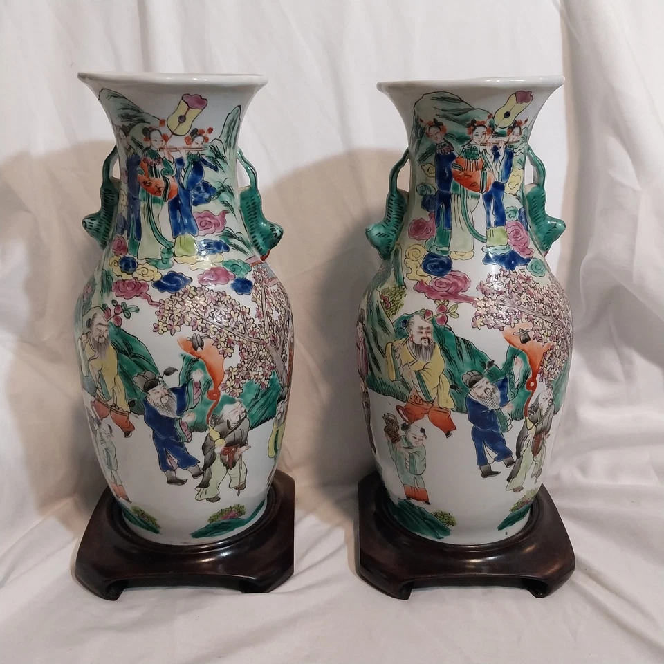 Chinese Famille Rose Vases Republic Era Very Rare Pair - Image 3 of 4
