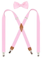 Men's Suspender Bowtie Set X Back Heavy Duty Adjustable Elastic Clips