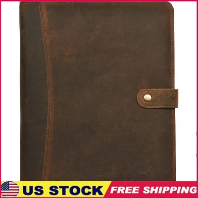 Handmade Full Grain Leather Padfolio Organizer W/ Card Slots & Pen Loops New