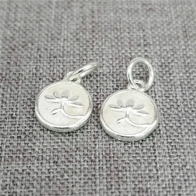 2 Sterlingsilber Lotus Charms 2-seitig Buddhismus Anh?nger f��r