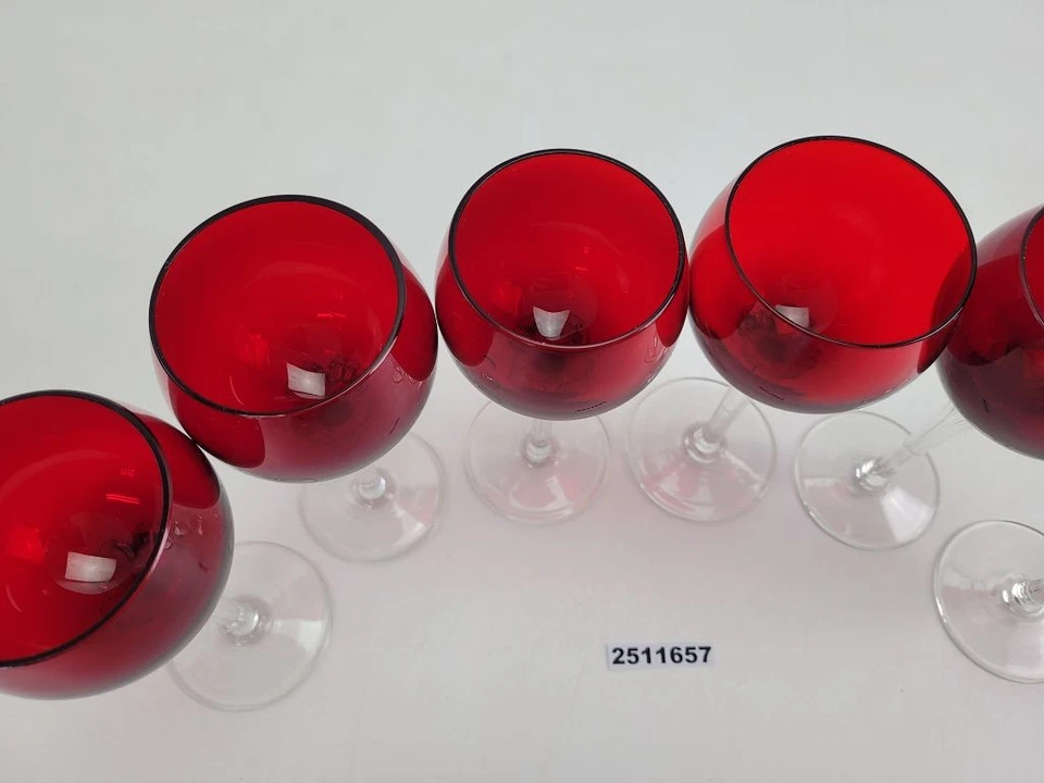 6x Wein-Gläser Bohemia Glas? geformter Griff vintage 70er rot H:18cm #2511657 - Bild 4 von 4