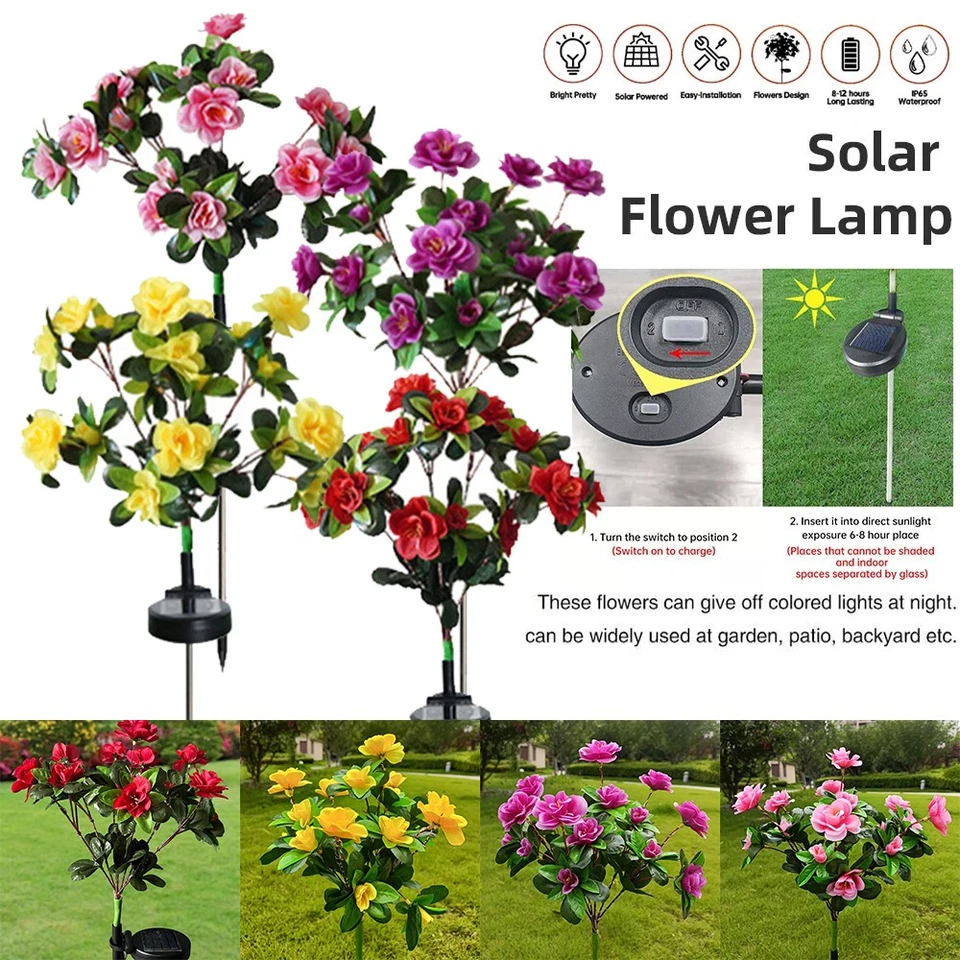 4er/Set Solarlampen LED Solarleuchten Garten Deko Solar Rose Blumen Lampe - Bild 3 von 4