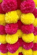 Large Size 5 Pc Marigold Garland 5 Ft Long Strands of Artificial Marigold Flo...