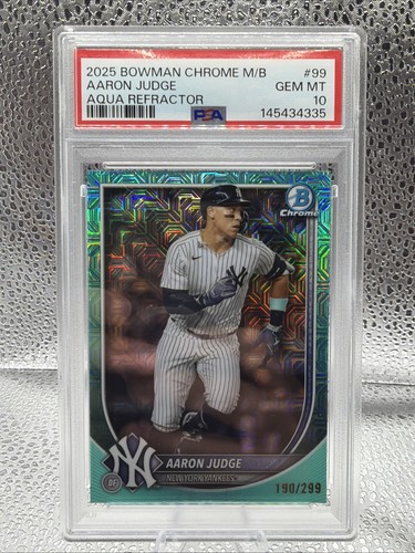 2025 Bowman Chrome Mega Box Aaron Judge Aqua Refractor /299  PSA 10