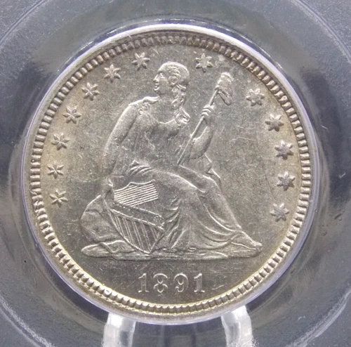 1891 "P" Seated Liberty SILVER Quarter 25c PCGS AU58 #961 About Unc ECC&C, Inc.
