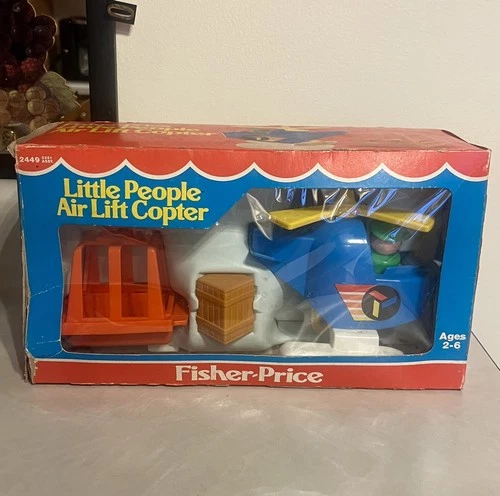 Vintage Little People Air Lift Helicopter #2449 Fisher Price COMPLETE In Box