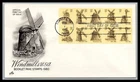 US FDC # 1738-1742a 15c Windmills, USA Pane ArtCraft  1980, 9c324