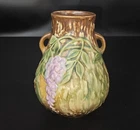GEORGEOUS! - Roseville Wisteria Pottery Handled Vase 631-6, (1 of 2)