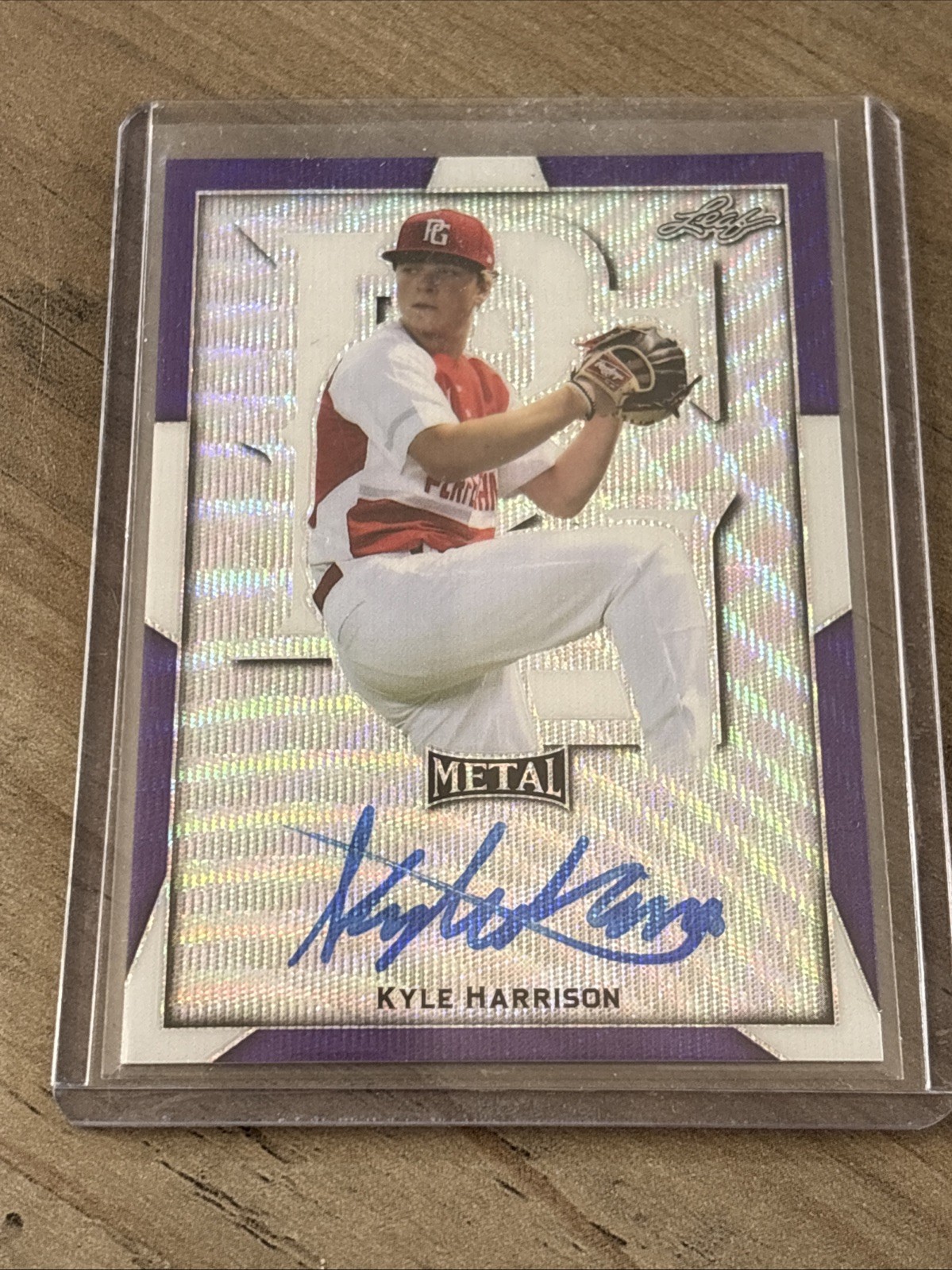 2019 Leaf Perfect Game Metal All American Classic Kyle Harrison AUTO 3/8 BA-KH1