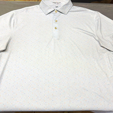Peter Millar Summer Comfort Golf Polo Men's M Gray Geometric Woodlands CC