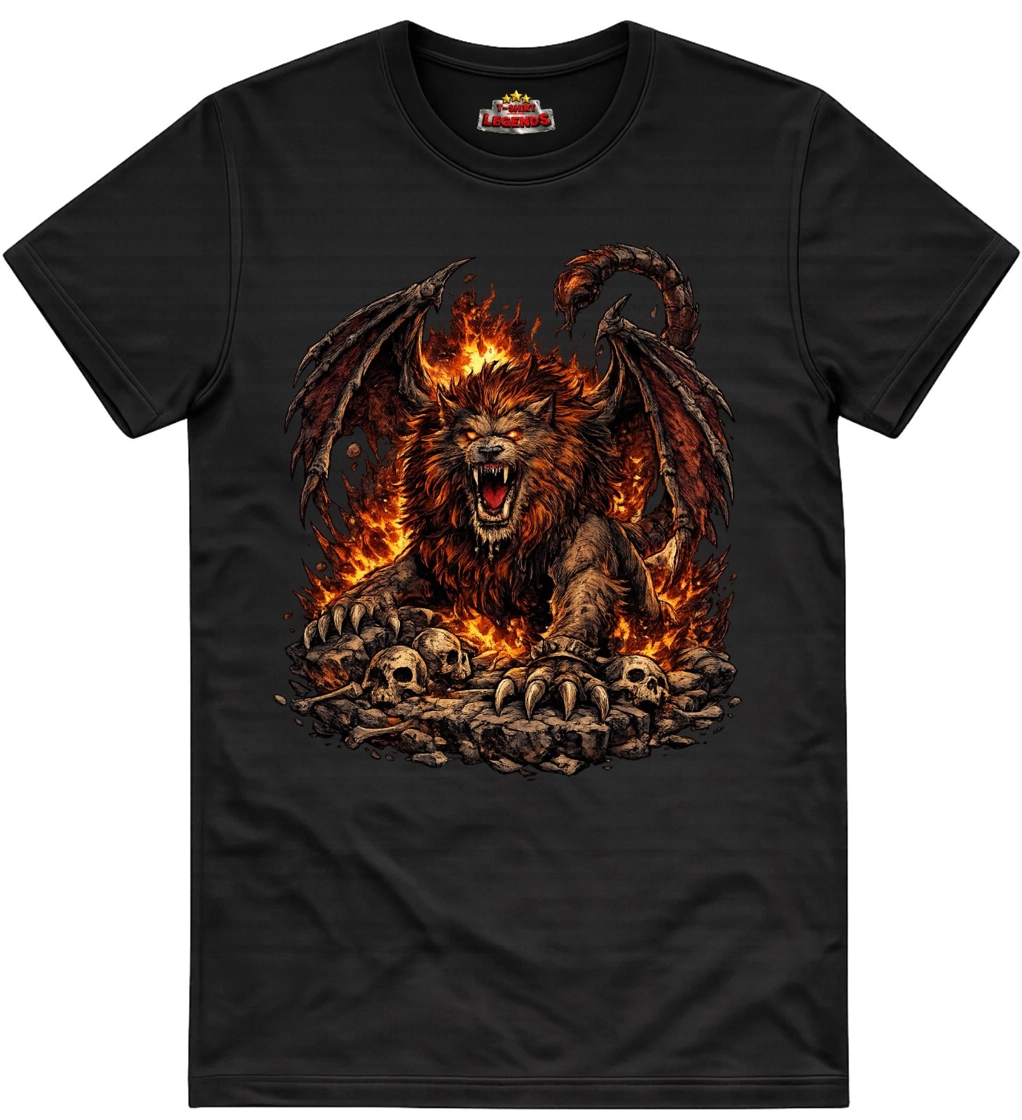 Mens T Shirt Lion Manticore Fierce Looking Print Regular Fit Cotton Tee - Picture 1 of 1