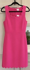 J.CREW Hot Pink Sheath Dress Sleeveless Knee Length Scalloped Hem Size 4