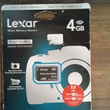 Lexar 4GB Platinum II Memory Stick PRO Duo plus Adapter for Sony New Sealed
