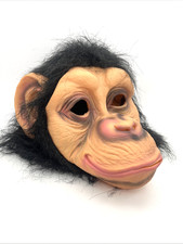 REALISTIC CHIMP MONKEY MASK LATEX ADULT HALLOWEEN COSTUME WITH HAIR